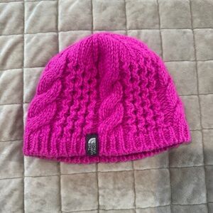 The North Face Fuchsia Cable Knit Kids Hat